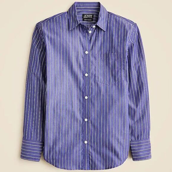 J Crew Men’s Blue Striped Cotton Poplin Button Down XL 17 - 17.5 - Picture 1 of 6